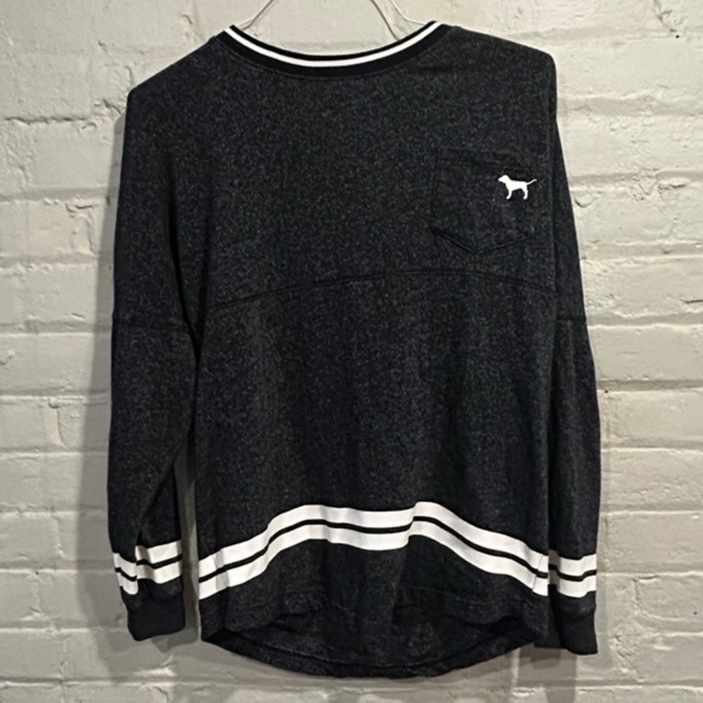 PINK VS Heather Gray Varsity Oversized Long Sleeve